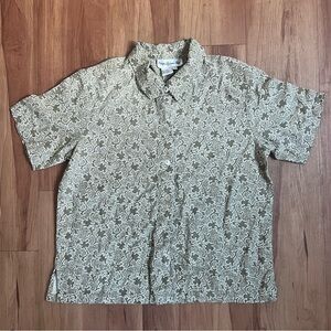 Cropped Paisley Linen Button Up